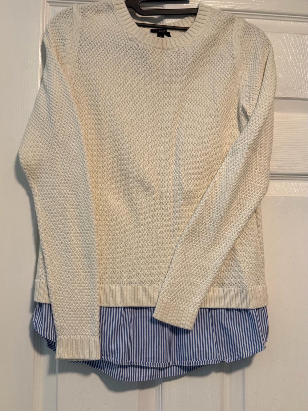 Women’s Cream Layered Sweater with Shirt Hem Talbots Small Petite